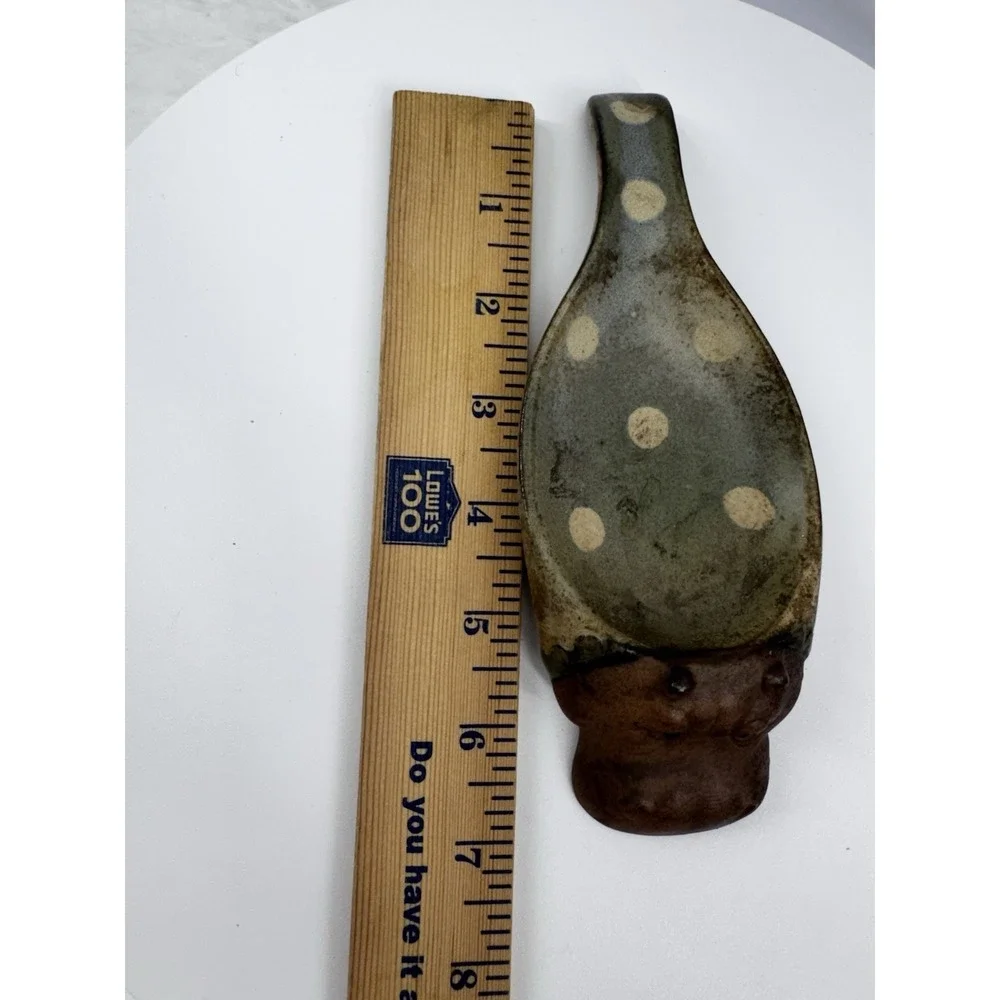 UCTCI Hippo Hippopotamus Spoon Rest Japan Stoneware Art‎ Pottery Polka Dots